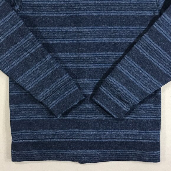 Old Navy Hoodie Shacket Boys Large 10-12 Blue Striped Jacket Snap Button Pockets - Picture 7 of 12